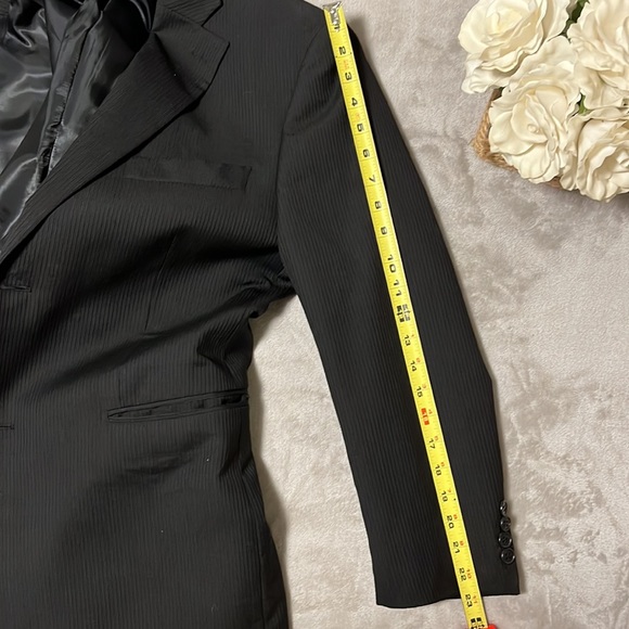 Mens suit blazer jacket black pin stripe detail 40 short wool - Picture 8 of 9
